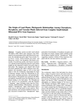 Phylogenetic Relationships Among Charophytes, Bryophytes, and Vascular Plants Inferred from Complete Small-Subunit Ribosomal RNA Gene Sequences