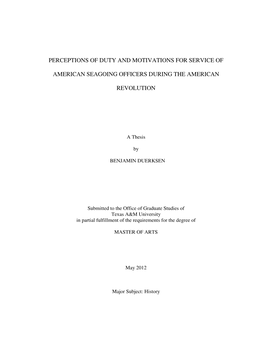 Perceptions of Duty and Motivations for Service Of