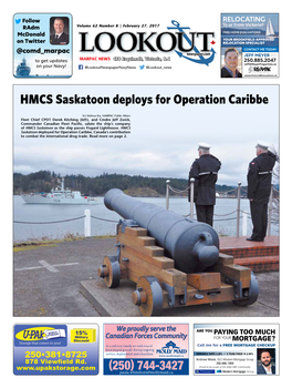 HMCS Saskatoon Deploys for Operation Caribbe