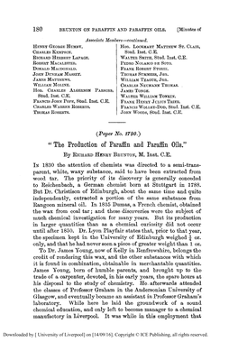 The Production of Paraffin and Paraffin Oils