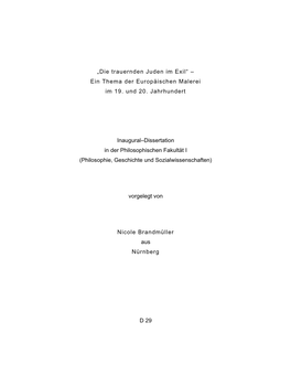 Die Trauernden Juden Im Exil“ – Ein Thema Der Europäischen Malerei Im 19