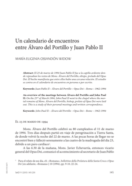 Un Calendario De Encuentros Entre Álvaro Del Portillo Y Juan Pablo II
