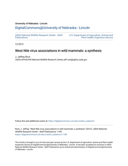 West Nile Virus Associations in Wild Mammals: a Synthesis