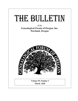 Genealogical Forum of Oregon, Inc. Portland, Oregon