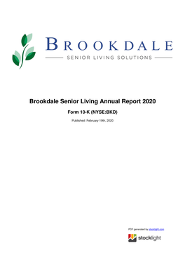 Brookdale Senior Living Annual Report 2020