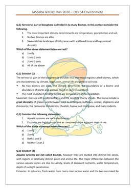 Iasbaba 60 Day Plan 2020 – Day 54 Environment