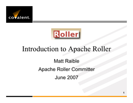 Introduction to Apache Roller