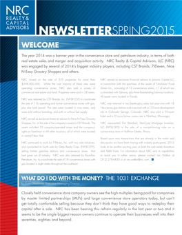 Newsletterspring2015 Welcome