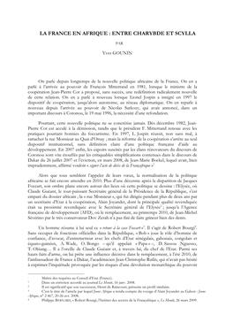 La France En Afrique : Entre Charybde Et Scylla