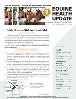 EQUINE HEALTH UPDATE for Horse Owners and Veterinarians Vol