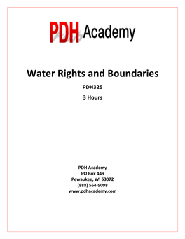 Water Rights and Boundaries PDH325 3 Hours