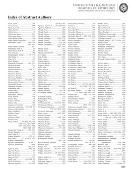 Index of Abstract Authors