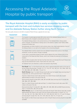 Accessing the Royal Adelaide Hospital by Public Transport