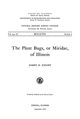 The Plant Bugs, Or Miridae