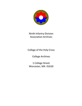 Ninth Infantry Division Association Archives College of the Holy Cross