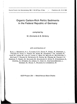 Organic Carbon-Rich Pelitic Sediments in the Federal Republic of Germany