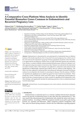 A Comparative Cross-Platform Meta-Analysis to Identify Potential Biomarker Genes Common to Endometriosis and Recurrent Pregnancy Loss