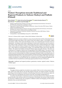 Visitors' Perceptions Towards Traditional and Regional Products