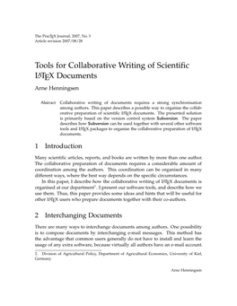 Tools for Collaborative Writing of Scientific Latex Documents