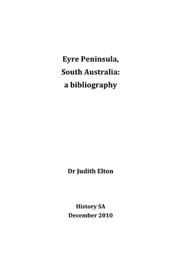 Eyre Peninsula, South Australia: a Bibliography