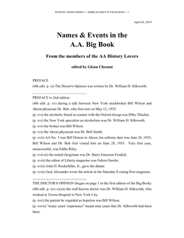 Names & Events in the A.A. Big Book