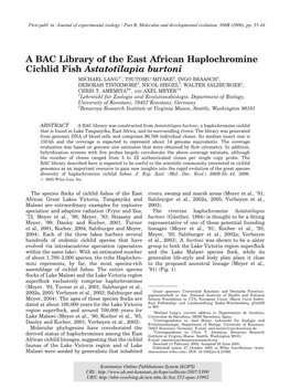 A BAC Library of the East African Haplochromine Cichlid Fish