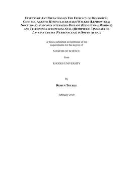 A Thesis Submitted in Fulfilment of the Requirements for the Degree Of