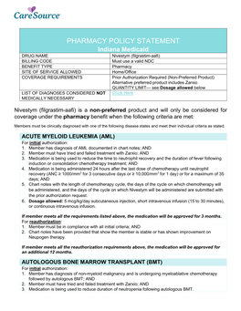 Pharmacy Policy Statement