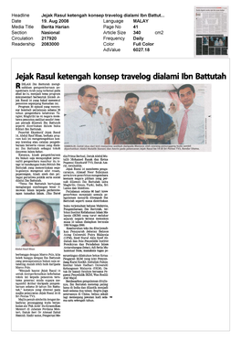 Jejak Rasul Ketengah Konsep Travelog Dialami Ibn Battutah