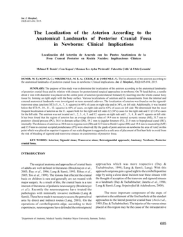 The Localization of the Asterion According to the Anatomical Landmarks of Posterior Cranial Fossa in Newborns: Clinical Implications