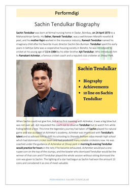 Sachin Tendulkar Biography