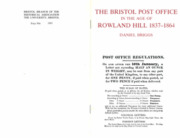 The Bristol Post Office in the Age of Rowland Hill 1837-1864