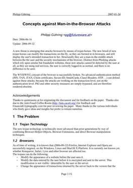 Concepts Against Man-In-The-Browser Attacks