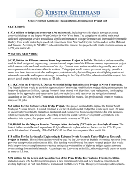 Senator Kirsten Gillibrand Transportation Authorization Project List