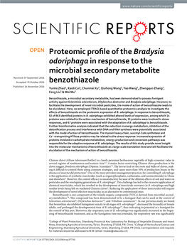 Proteomic Profile of the Bradysia Odoriphaga in Response to The