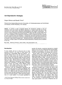 Ant Reproductive Strategies