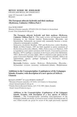 Hydrozoa, Cnidaria): Filifera Part 3