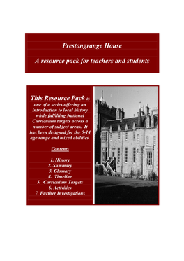 Prestongrange House a Resource Pack for Teachers and Students This