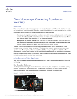 Cisco Videoscape: Connecting Experiences. Your Way