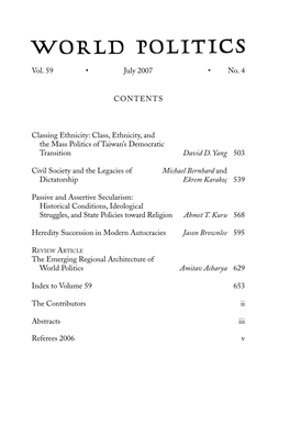 Passive and Assertive Secularism: Historical Conditions, Ideological Struggles, and State Policies Toward Religion Ahmet T