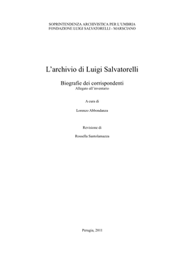 Biografie Dei Corrispondenti Di Luigi Salvatorelli