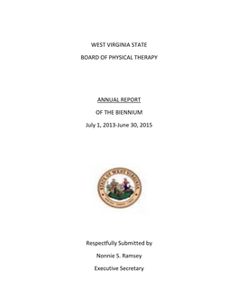 West Virginia State Board of Physical Therapy Annual