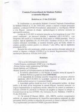 Comisia Extraordinara De Sanatate Publica a Raionului Riscani