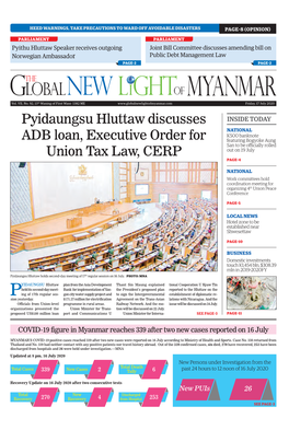 Pyidaungsu Hluttaw Discusses ADB Loan, Executive Order for Union Tax