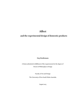 Affect and the Experimental Design of Domestic Products