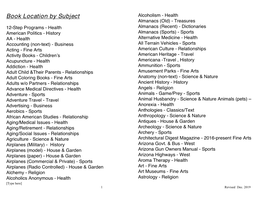 List of Book Locations by Subject