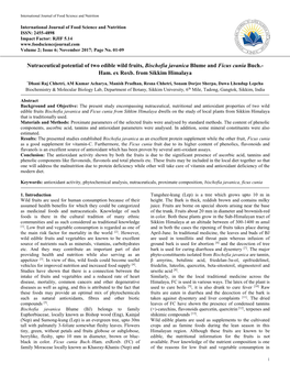 Nutraceutical Potential of Two Edible Wild Fruits, Bischofia Javanica Blume and Ficus Cunia Buch.- Ham