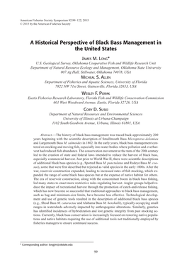 A Historical Perspective of Black Bass Management in the United States