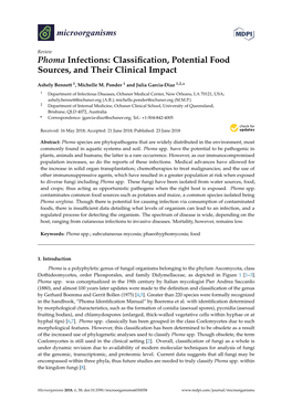 Phoma Infections: Classification, Potential Food Sources, and Their