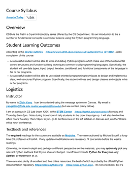 Syllabus for Sp19 CS F003A OBJECT ORIEN PRGM METH PYTHON 04W